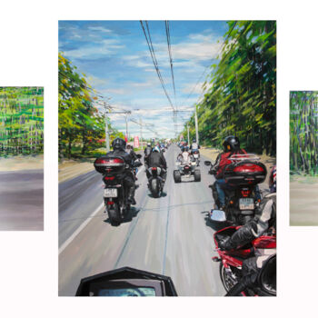 Peinture intitulée "Motorcycle season o…" par Natalia Rezanova, Œuvre d'art originale, Acrylique