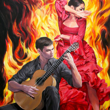 Peinture intitulée "Fire" par Natalia Rezanova, Œuvre d'art originale, Acrylique