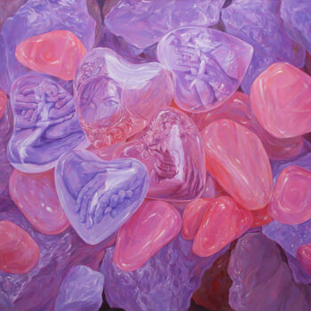 Painting titled "Rose Quartz. Heart…" by Natalia Rezanova, Original Artwork, Acrylic
