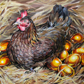 Pintura titulada "Hen" por Natalia Rezanova, Obra de arte original, Acrílico