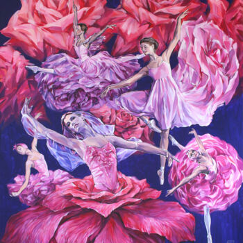 Painting titled "Roses" by Natalia Rezanova, Original Artwork, Acrylic