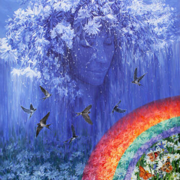 Malerei mit dem Titel "Rainbow" von Natalia Rezanova, Original-Kunstwerk, Acryl