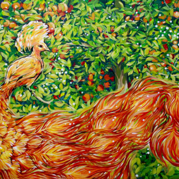 Картина под названием "Firebird" - Natalia Rezanova, Подлинное произведение искусства, Акрил