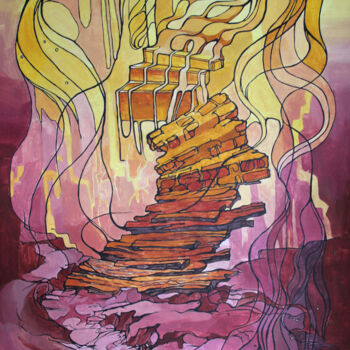 Peinture intitulée "Stairs" par Natalia Rezanova, Œuvre d'art originale, Acrylique