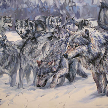 Ζωγραφική με τίτλο "Leader of the pack" από Natalia Rezanova, Αυθεντικά έργα τέχνης, Ακρυλικό
