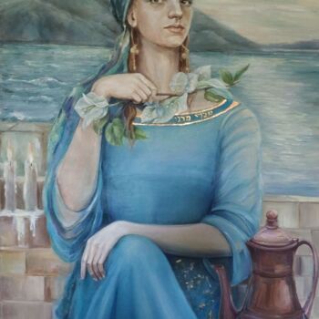 Painting titled "BELLA" by Natalia Rudnitskiy, Original Artwork, Oil Mounted on Wood Stretcher frame
