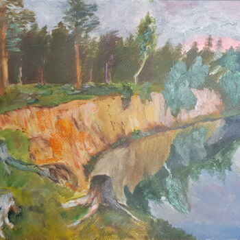 Pittura intitolato "The Forest River Ba…" da Natalia Sharoni, Opera d'arte originale, Acrilico Montato su Cartone