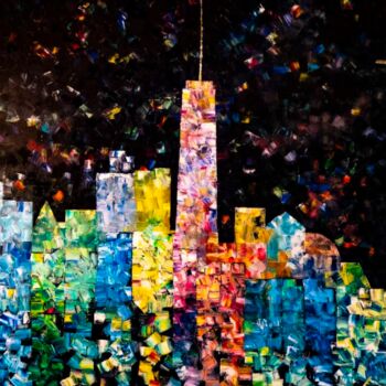 Pintura titulada "Jade City. New York" por Natalia Shchipakina, Obra de arte original, Oleo Montado en Bastidor de camilla d…