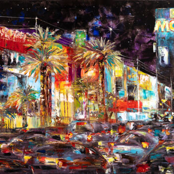 Pintura intitulada "Night in Las Vegas" por Natalia Shchipakina, Obras de arte originais, Óleo Montado em Armação em madeira
