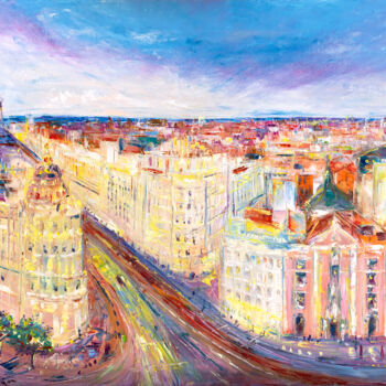 Painting titled "Madrid" by Natalia Shchipakina, Original Artwork, Oil Mounted on Wood Stretcher frame