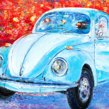 Картина под названием "Little Car" - Natalia Shchipakina, Подлинное произведение искусства, Масло Установлен на Деревянная р…