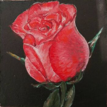 Painting titled "young rose" by Natalia Shevkunova, Original Artwork, Oil