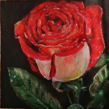 Painting titled "sad rose" by Natalia Shevkunova, Original Artwork, Oil
