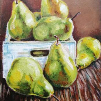 Pittura intitolato "many pears" da Natalia Shevkunova, Opera d'arte originale, Olio