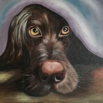 Painting titled "Le chien" by Natalia Smirnovskaia, Original Artwork, Oil