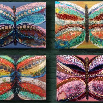 Painting titled "Set "Butterflies" -…" by Natalia Toderica, Original Artwork, Acrylic