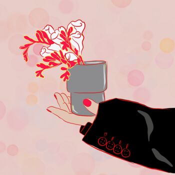 Цифровое искусство под названием "Hand with flower -…" - Natalia Tremasova, Подлинное произведение искусства, Цифровая живоп…