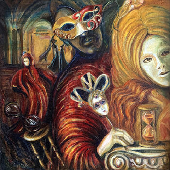 Schilderij getiteld "Carnival" door Natalia Yakorieva, Origineel Kunstwerk, Olie