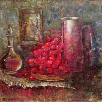 Painting titled "Still life with gra…" by Natalia Yakorieva, Original Artwork, Oil