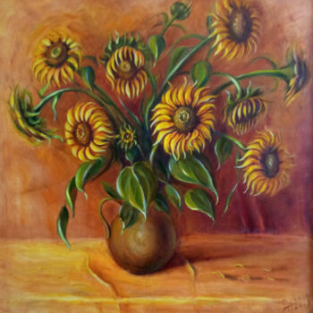 Pittura intitolato "Sunflowers" da Natalia Yakorieva, Opera d'arte originale, Olio