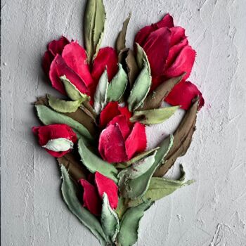 Painting titled "Red Tulip impasto a…" by Natalia Yangalycheva, Original Artwork, Acrylic