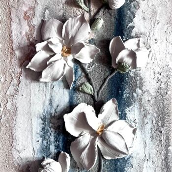 Painting titled "Magnolia impasto pa…" by Natalia Yangalycheva, Original Artwork, Acrylic