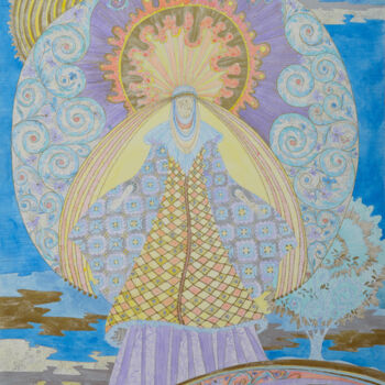 Malerei mit dem Titel "Golden Xenia" von Natalia Zarali, Original-Kunstwerk, Tinte
