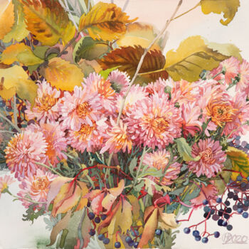 Peinture intitulée "Autumn Bouquet no.1" par Natalia Kohal, Œuvre d'art originale, Aquarelle