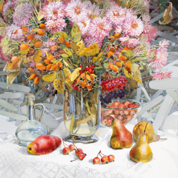 Peinture intitulée "Autumn Bouquet no.3" par Natalia Kohal, Œuvre d'art originale, Aquarelle