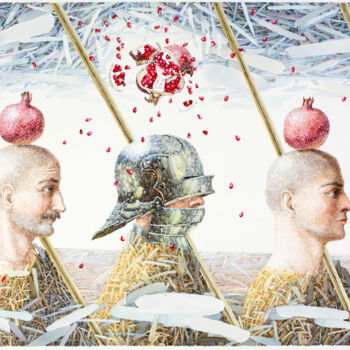 Картина под названием "Pomegranate Explosi…" - Natalia Kohal, Подлинное произведение искусства, Акварель