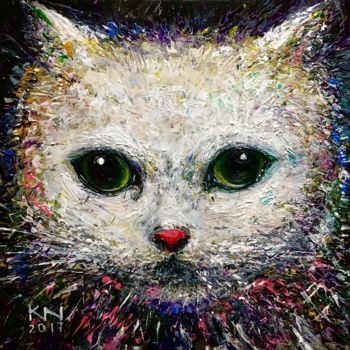 Digital Arts titled "Cat" by Natalia Kuruch, Original Artwork, Digital Painting Mounted on Plexiglass