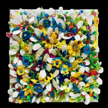 Malerei mit dem Titel "Multicolors flowers" von Natalia Kuruch, Original-Kunstwerk, Acryl