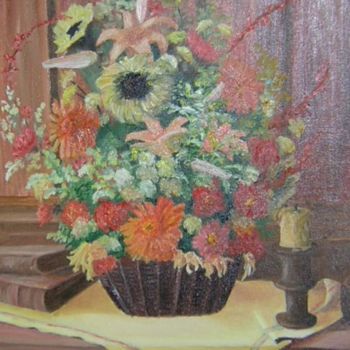 Schilderij getiteld "Flowers" door Natalija Pantović, Origineel Kunstwerk, Olie