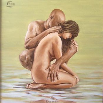 Painting titled "pareja" by Natalia Tejera, Original Artwork