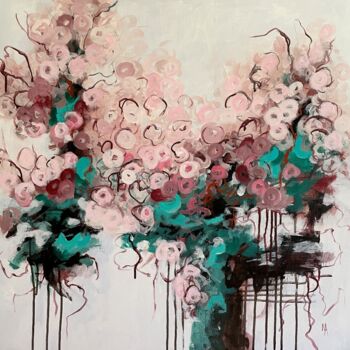 Painting titled "Apple blossom 2" by Natalie Aleksejeva (NatalieVerve), Original Artwork, Acrylic Mounted on Wood Stretcher…