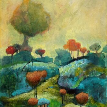 Painting titled "One big tree" by Natalie Aleksejeva (NatalieVerve), Original Artwork, Acrylic Mounted on Wood Stretcher fra…