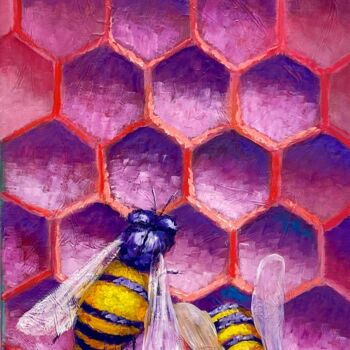 Malerei mit dem Titel "Honeycomb" von Natalie Aleksejeva (NatalieVerve), Original-Kunstwerk, Öl