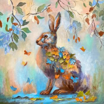 Картина под названием "Butterflies and Lea…" - Natalie Aleksejeva (NatalieVerve), Подлинное произведение искусства, Акрил Ус…