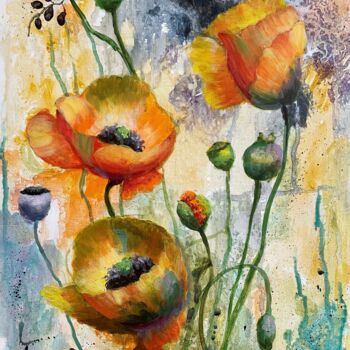 Painting titled "Flower Symphony No.…" by Natalie Aleksejeva (NatalieVerve), Original Artwork, Acrylic