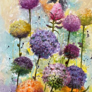 Painting titled "Flower Symphony No.…" by Natalie Aleksejeva (NatalieVerve), Original Artwork, Acrylic