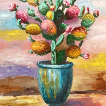Peinture intitulée "Cactus mania 3" par Natalie Aleksejeva (NatalieVerve), Œuvre d'art originale, Huile