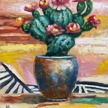 Картина под названием "Cactus mania 5" - Natalie Aleksejeva (NatalieVerve), Подлинное произведение искусства, Масло