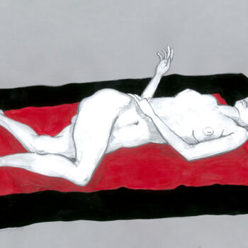 Dessin intitulée "Red&Black" par Natalie Levkovska, Œuvre d'art originale, Gouache