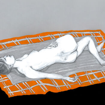 Drawing titled "Orange blanket" by Natalie Levkovska, Original Artwork, Gouache