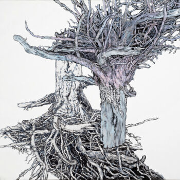 Peinture intitulée "Roots to the Sky" par Natalie Levkovska, Œuvre d'art originale, Huile