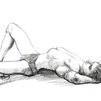 Рисунок под названием "Resting boy" - Natalie Levkovska, Подлинное произведение искусства, Графит