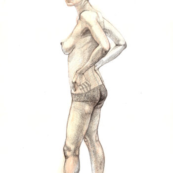 Dessin intitulée "Brutal looking model" par Natalie Levkovska, Œuvre d'art originale, Crayon