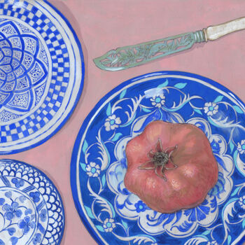 Dessin intitulée "Pomegranate and Mor…" par Natalie Levkovska, Œuvre d'art originale, Gouache