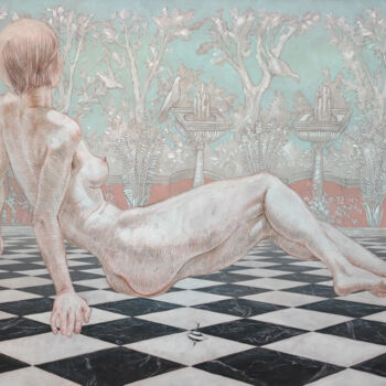 Dessin intitulée "Lost Eden Garden" par Natalie Levkovska, Œuvre d'art originale, Gouache