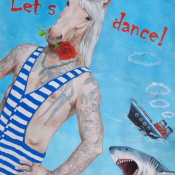 「Let's dance!」というタイトルの描画 Natalie Levkovskaによって, オリジナルのアートワーク, グワッシュ水彩画